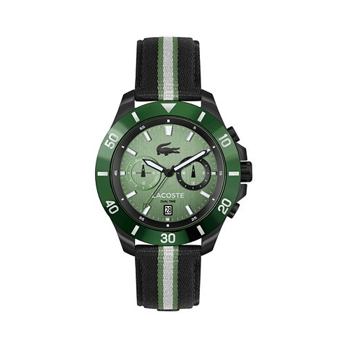 Lacoste Mens Toranga Green Striped Nylon Strap Watch 44mm