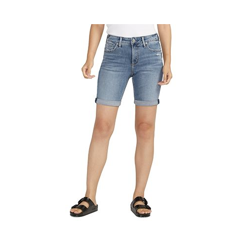 Silver Jeans Co. Womens Elyse Mid-Rise Denim Bermuda Shorts