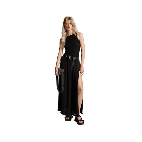 Michael Kors Womens Smocked Belted Maxi Dress