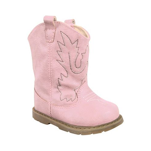 Baby Deer Baby Girl Western Boot Round Toe with Embroidery and Piping