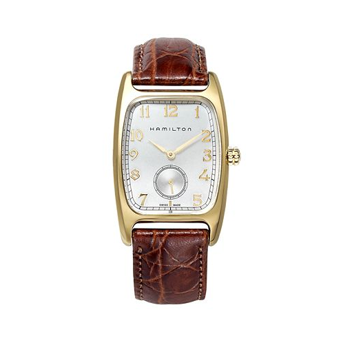 Hamilton Mens Swiss Boulton Brown Leather Strap Watch 27mm H13431553
