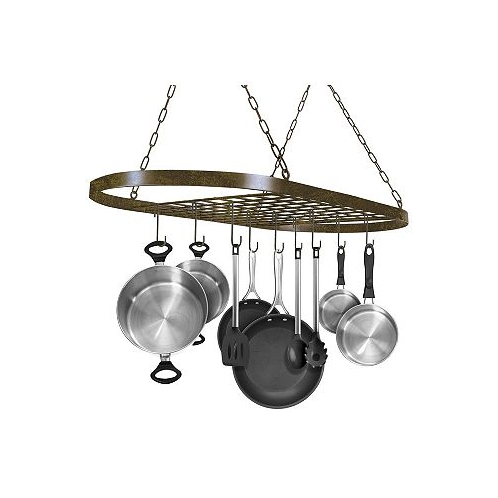 Sorbus Rustic Ceiling Mounted Pot Rack with Hooks