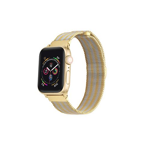 Posh Tech Mens and Womens Gold-Tone with Silver-Tone Striped Metal Loop Band 42mm