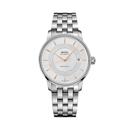 Mido Mens Swiss Automatic Baroncelli Signature Stainless Steel Bracelet Watch 39mm