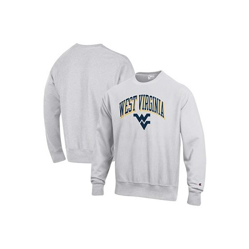 Champion Mens Gray West Virginia Mountaineers Arch Over Logo Reverse Weave Pullover Sweatshirt