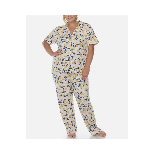 White Mark Plus Size 2 Piece Tropical Print Pajama Set