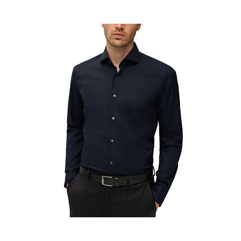 Hugo Boss Mens Easy-Iron Cotton-Blend Poplin Slim-Fit Dress Shirt