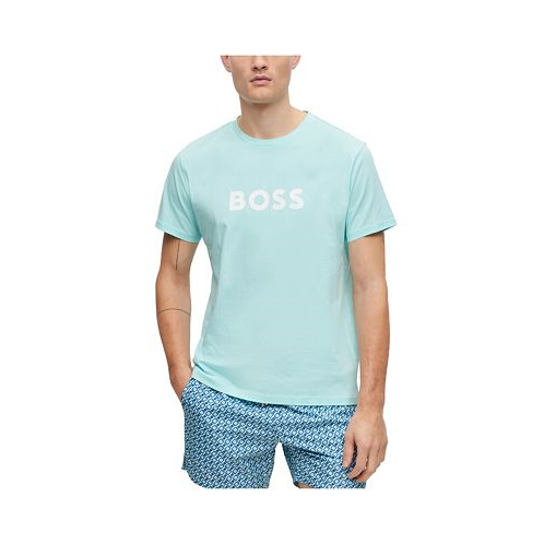 Hugo Boss Mens Cotton Relaxed-Fit Contrast Logo T-shirt