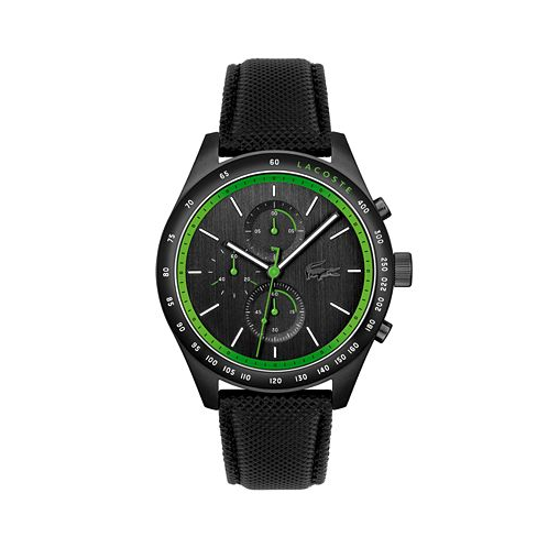 Lacoste Mens Apext Black Leather Strap Watch 44mm