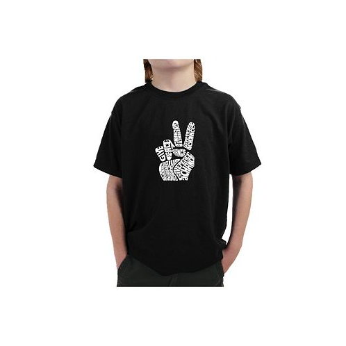 LA Pop Art Big Boys Word Art T-shirt - PEACE FINGERS