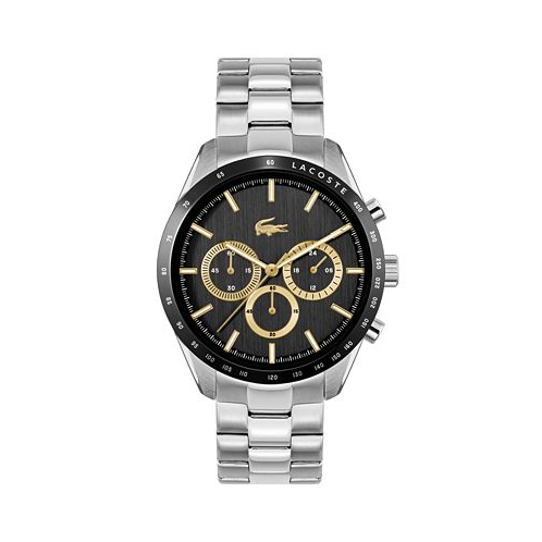 Lacoste Mens Boston Silver-Tone Stainless Steel Bracelet Watch 42mm
