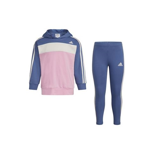 Adidas Little Girls Color Block French Terry Pullover and Leggings 2 Piece Set