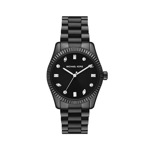 Michael Kors Womens Lexington Three-Hand Black Stainless Steel Watch 38mm