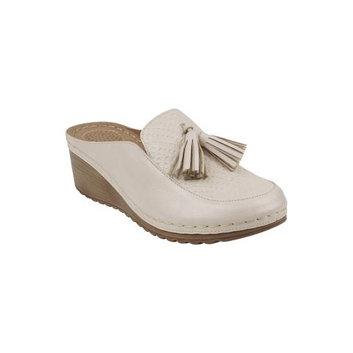GC Shoes Womens Dacey Slip-On Tassel Wedge Mules