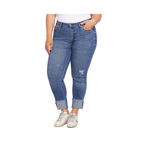 Seven7 Plus Size High Rise Slim Straight Cuff Jeans