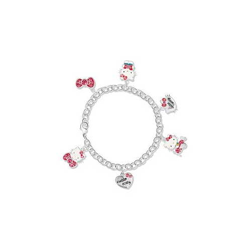 Hello Kitty Sanrio Officially Licensed Authentic Silver Plated Charm Bracelet - 8