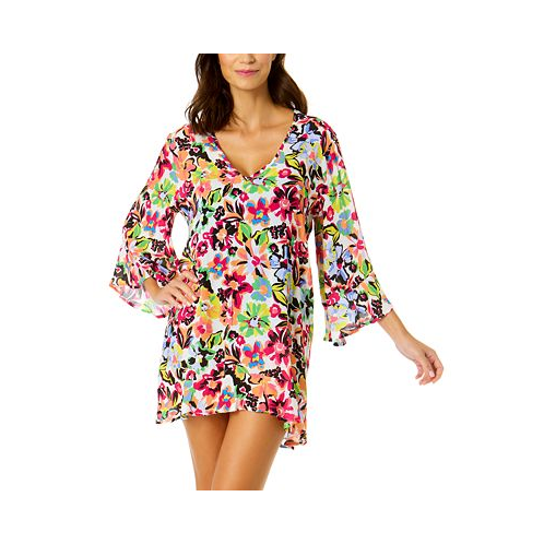 Anne Cole Womens Floral Flounce Cover-Up Tunic