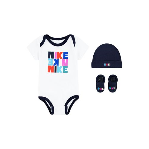 Nike Baby Boys Neutral Logo Bodysuit Hat and Booties Gift Box Set 3-Piece
