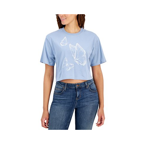 Self Esteem Juniors Butterfly Puff-Print Cropped T-Shirt