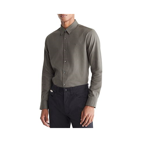 Calvin Klein Mens Regular-Fit Solid Button-Down Flannel Shirt