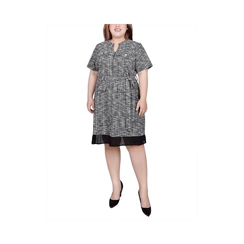 NY Collection Plus Size Short Sleeve Zip Front Dress