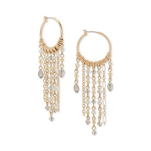 Lucky Brand Gold-Tone Chandelier Hoop Crystal Fringe Earrings 3