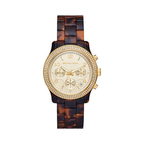 Michael Kors Womens Runway Chronograph Tortoise Acetate Watch 38mm