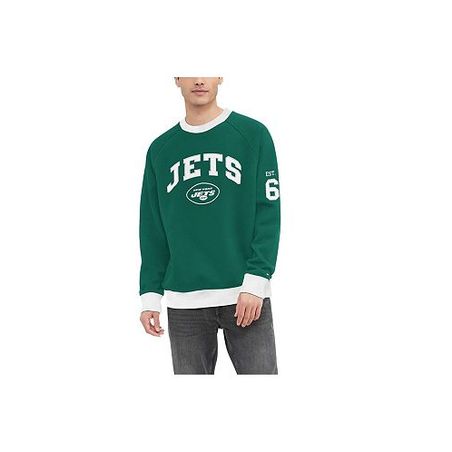 Tommy Hilfiger Mens Green New York Jets Reese Raglan Tri-Blend Pullover Sweatshirt