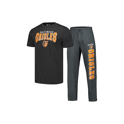 Concepts Sport Mens Charcoal Black Baltimore Orioles Meter T-shirt and Pants Sleep Set