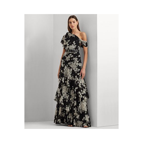 POLO Ralph Lauren Womens One-Shoulder Floral Gown