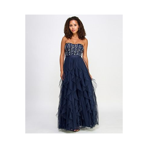 Pear culture Juniors Embellished Ruffled Strapless Gown