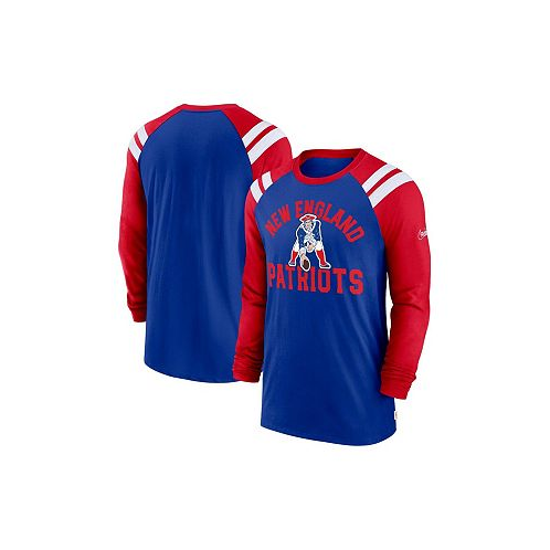 Nike Mens Royal Red New England Patriots Classic Arc Raglan Tri-Blend Long Sleeve T-shirt