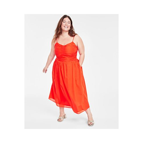 On 34th Trendy Plus Size Ruched Corset Midi Dress