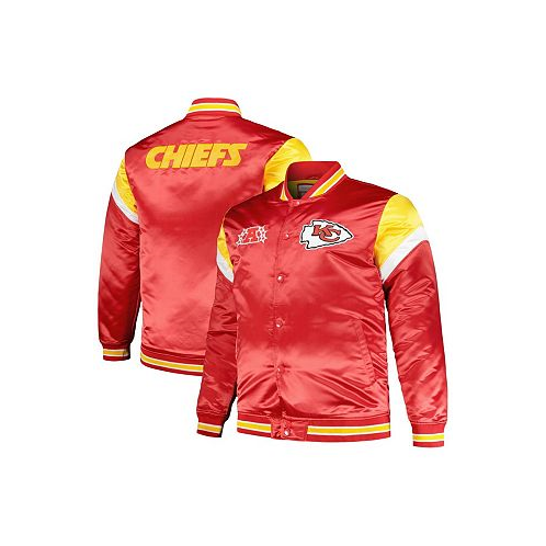 Mitchell & Ness Mens Red Distressed Kansas City Chiefs Big and Tall Satin Full-Snap Jacket