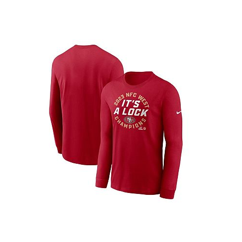 Nike Mens Scarlet San Francisco 49ers 2023 NFC West Division Champions Locker Room Trophy Collection Long Sleeve T-shirt