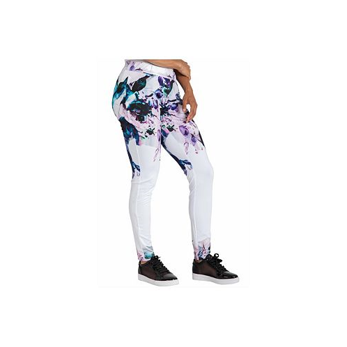 Poetic Justice Womens Curvy Fit Active Floral Print Poly Tricot Legging