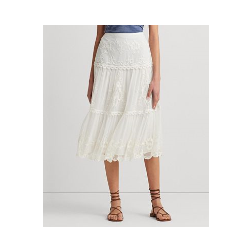 POLO Ralph Lauren Womens Embroidered Mesh Midi Skirt
