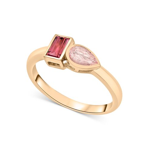 Audrey by Aurate Peridot (3/8 ct. t.w.) & Green Tourmaline Ring (1/3 ct. t.w.) Bezel Ring in Gold Vermeil (Also available in Morganite & Pink Topaz)