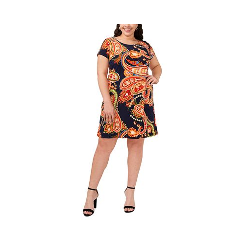 MSK Plus Size Printed Short-Sleeve Swing Dress