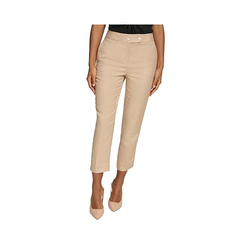 Calvin Klein Womens Linen-Blend Slim-Leg Ankle Pants