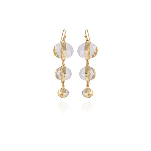 Vince Camuto Gold-Tone Clear Glass Stone Linear Drop Earrings
