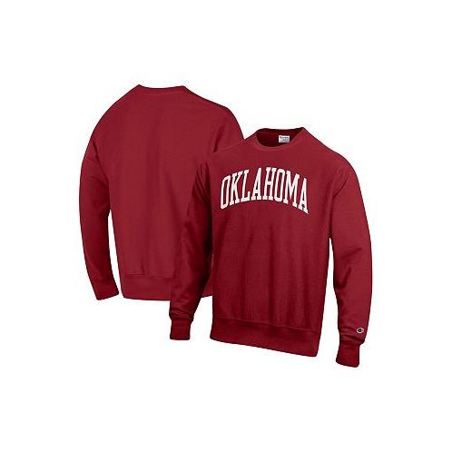 Champion Mens Crimson Oklahoma Sooners Arch Reverse Weave Pullover Sweatshirt