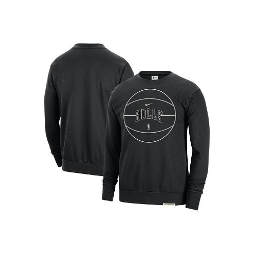 Nike Mens Black Chicago Bulls 2023/24 Authentic Standard Issue Travel Performance Pullover Sweatshirt