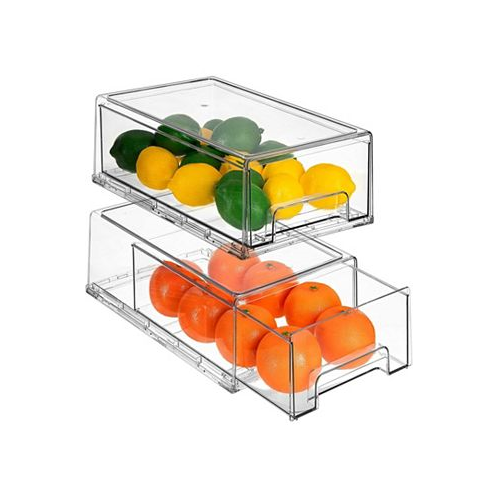Sorbus Clear Stackable Pull-Out Refrigerator Organizer Bins (2 Pack | Medium)