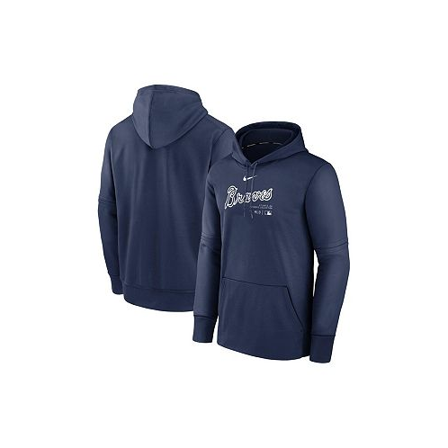 Nike Mens Navy Atlanta Braves Authentic Collection Practice Performance Pullover Hoodie