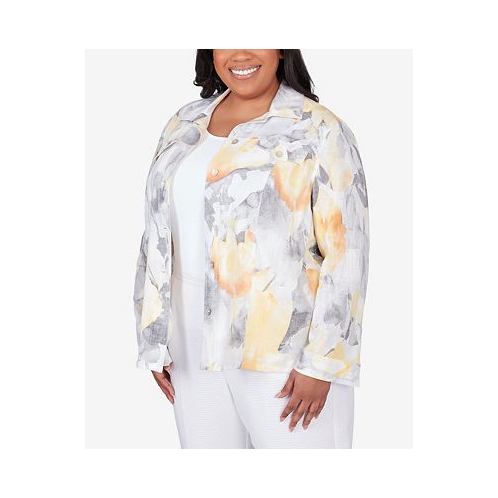 Alfred Dunner Plus Size Charleston Abstract Watercolor Jacket