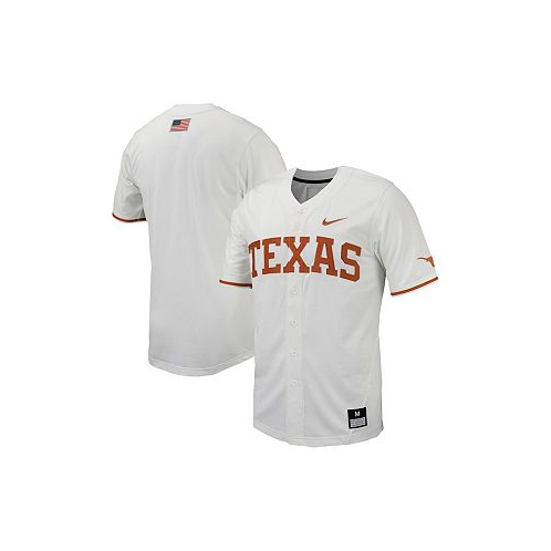 Nike Mens White Texas Longhorns Replica Full-Button Baseball Jersey