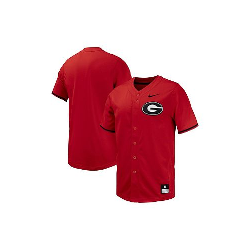 Nike Mens Red Georgia Bulldogs Replica Full-Button Baseball Jersey