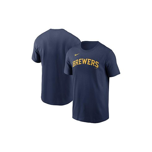 Nike Mens Navy Milwaukee Brewers Fuse Wordmark T-shirt
