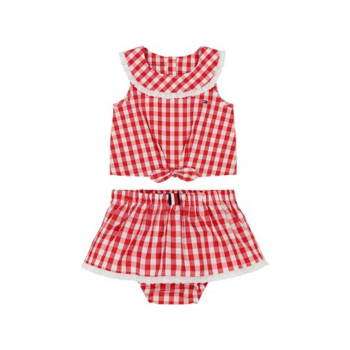 Tommy Hilfiger Baby Girls Gingham Check Top and Bloomer Shorts Set